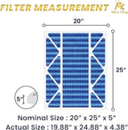 MervKing 20x25x5 Air Filter Actual Size: 19.88" x 24.88" x 4.38" MERV 11 MPR 1000-1200 | MADE IN USA | 2-Pack | Pleated HVAC AC Furnace Replacement