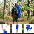 Romswi Portable Camping Chairs for Adult Support 400 LBS, Folding Outdoor Chairs with 4-Can Cooler Bag, Folding Chair with Mesh Back for Outdoor, Fishing, Garden, 2-Pack, Blue
