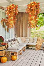 Fall Artificial Flowers - Faux Hanging Plants with Lights for Thanksgiving Indoor/Outdoor Wedding & Garden Party (Salmon)
