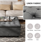 FUXA 35" Large Square Ottoman with Storage and Lift Top, Wood Legs, Gray | Oversized Coffee Table, Tufted Upholstered Bench, Sturdy Construction, for Living Room