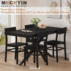 5-Piece Dining Table Set for 4 6 8, Large 55"-70.9" Extendable Dining Room Table Rectangle with Kitchen Chairs of 4, MDF Wood & Metal Frame for Apartment Kitchen, Saving Space, Modern, Black
