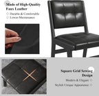 civama Faux Leather Dining Chairs Set of 6, Dining Room Armless Kitchen Chairs with Comfy Back, Solid Wood Frame & Upholstered Cushion for Living Room, Cafe and Restaurant, Black
