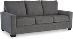 Signature Design by Ashley Rannis Queen Sleeper Sofa, Pewter Pull Out Couch | Pewter gray polyester chenille, Includes 4 in queen memory foam mattress, Space-saving 3-seater profile for living rooms