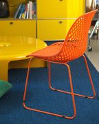 Modern Dining Chairs Set of 2, Stable Plastic Kitchen Chairs with Metal Sled Base for Dining Room (Blood Orange)