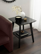 Kate and Laurel Louena Mid-Century Rectangle Wood Side Table, 22 x 20 x 24, Black, Modern Decorative Two-Tier End Table for Use as a Bedroom Nightstand or Apartment Living Room Accent