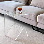 Acrylic C-Shaped Sofa End Table, Acrylic Clear Couch Side Table Modern Tray Snack Table Nightstand Portable Beside Table for Living Room Couch Bedroom
