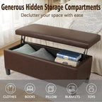 Homebeez 42" Storage Ottoman Bench, Lift Top Faux Leather Storage Bench | with Hidden Compartment, Modern Rectangular End of Bed Bench, for Bedroom Living Room Entryway, Blackened Red