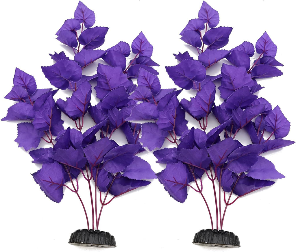 ALEGI Silk Aquarium Plants, 16 Inch Artificial Silk Plants Decorations for Fish Tank,Aquarium Décor Plastic Plants (Purple, 2 Pack)