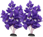 ALEGI Silk Aquarium Plants, 16 Inch Artificial Silk Plants Decorations for Fish Tank,Aquarium Décor Plastic Plants (Purple, 2 Pack)