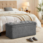 ONBRILL Storage Ottoman Bench, End of Bed Bench, 39.8 x 18.1 x 17.7 Inches Pouf Ottoman Foot Rest, Storage Benches Chest for Bedroom Entryway Living Room, Max 330 lbs, Grey