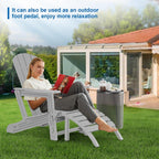 FONTOI Adirondack Ottoman, HDPE Plastic Adirondack Chair Footstool, All Weather Outdoor Footrest for Patio, Backyard, Lawn, Fire Pits, Grey