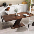 70.87'' Extendable Wood Dining Table, Modern Multifunctional Rectanglar Kitchen Dinner Table for Living Room Home Office, X-Shaped Base, Easy Assembly, Walnut