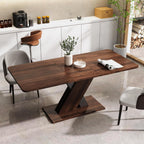 70.87'' Extendable Wood Dining Table, Modern Multifunctional Rectanglar Kitchen Dinner Table for Living Room Home Office, X-Shaped Base, Easy Assembly, Walnut