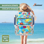 2Pk Aluminum Extra Wide 5-Position Lay Flat Folding Backpack Beach Chairs for Adults, with Cooler Bag, Cup&Phone Holder, Towel Bar for Outdoor Lawn Picnic Sport, Portable Camping Chairs,Tropical Print