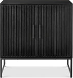 Best Choice Products Slatted Sideboard Buffet Cabinet, Entryway Table, Accent Storage Cabinet, Console Table for Hallway, Living Room, Dining Room – Black