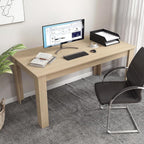 COSTWAY 63”Rectangular Dining Table for 4-6 People,Farmhouse Dinette with Large Computer Workstation, Modern Counter Height Kitchen Table for Small Place, Apartment Living Room Restaurant (Light Oak)