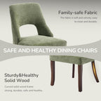 AQO Wooden Dining Chairs Set of 4, Mid Century Upholstered Kitchen Chairs Dining Room Chairs, Chenille Farmhouse Kitchen Chairs Dinner Chair for Kitchen Dining Room, Green