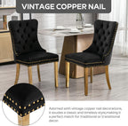 Baysitone 63" Glass Dining Table Set for 4, 5 Piece Modern Dining Room Set, Rectangular Glass Kitchen Table with 4 Upholstered Velvet Chairs, for Kitchen, Home, Small Spaces(Black&Gold)