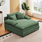 55" W Reclining Chaise Lounge Chair Indoor with 4-Gear Adjustable Backrest, Oversized Deep Seat Recliner with Comfy Pillows, Single Sleeper Sofa Bed, Cloud Couches for Living Room-Green