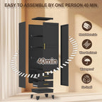 67" Tall Narrow Metal Storage Cabinet, Freestanding Pantry Organizer, Black | Slim Bathroom Cabinets with 2 Drawers & 3 Adjustable Shelves, Multi-Use Cupboard for Kitchen Office Living＆ Dining Room