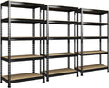 PrimeZone 32" W x 16" D x 63" H Storage Shelves - 3 Pack 5 Tier Adjustable Garage Storage Shelving, Heavy Duty Metal Storage Utility Rack Shelf Unit for Warehouse Pantry Closet Kitchen, Black