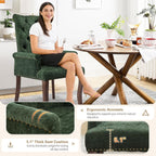 cinkehome Set of 6 Upholstered Dining Chairs, Dining Room Kitchen Chair with Armrest and Solid Wood Leg, Mid Century Modern Side Chairs (Olive Green, Chenille)