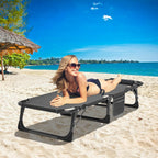 DoCred Chaise Lounge Chair, 5-Position Folding Outdoor Lounge Chair | Heavy Duty Sturdy Steel Frame Chaise Lounge w/ Removable Cushion & Pillow, Folds Flat for Storage, for Beach, Pool & Patio