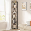 6 Tier Corner Shelf Stand, 78" H Tall Industrial Corner Bookshelf for Living Room Decor, Metal Corner Shelf, Plant Stand Display Shelf for Bedroom, Bathroom, Small Space, Rustic Brown