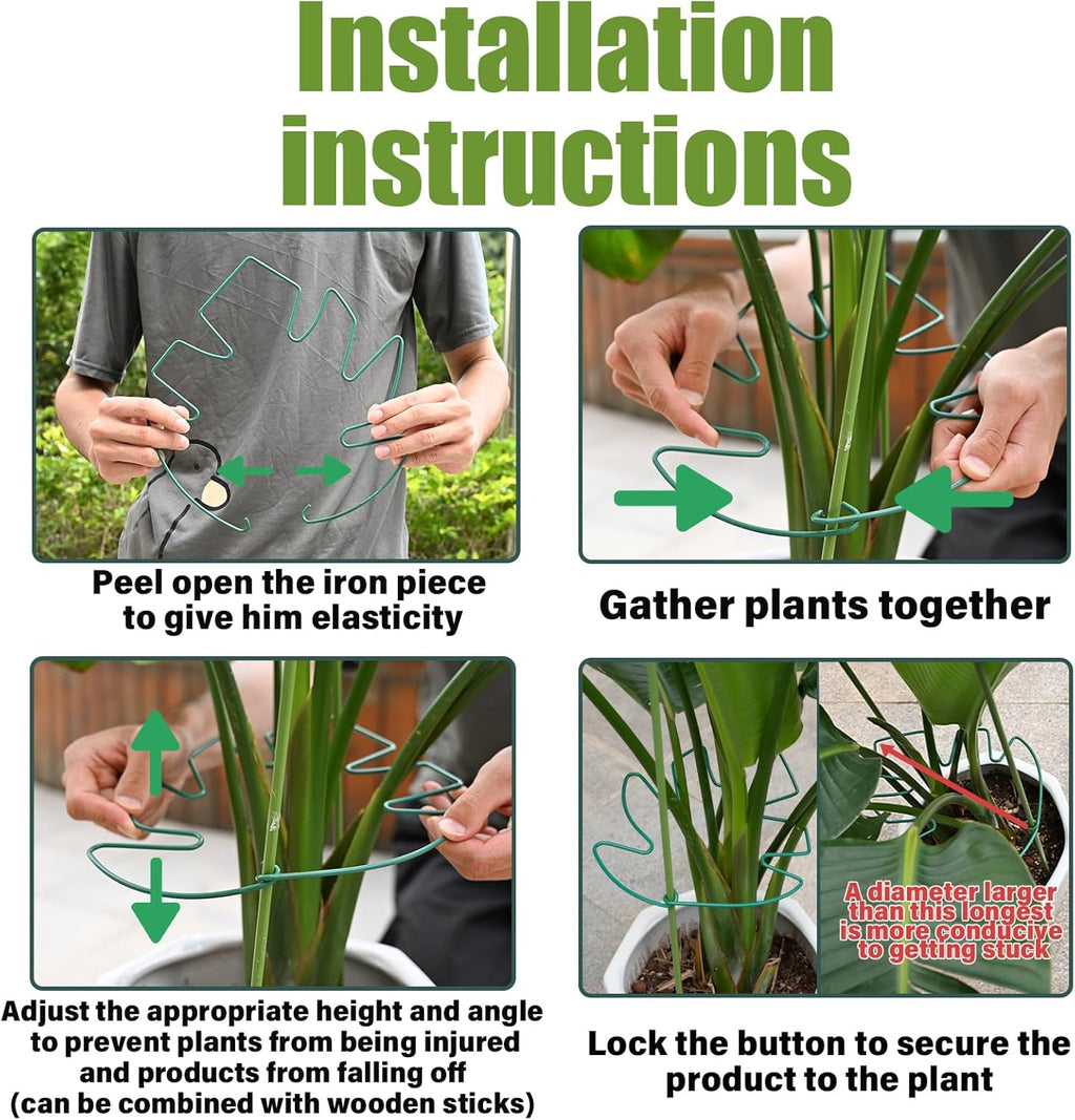 5PCS Green Monstera Plant Stem Support - 11x9.4 Adjustable Fishbone Cactus Stake Holder, Durable, Sturdy Design, Easy Installation, Gentle Grip for Indoor Plants