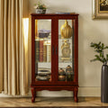 Ball & Cast Lighted Curio Cabinet,3-Tier Glass Display Cabinet with Adjustable Glass Shelves and Mirrored Back Panel for Living Room,E26 Light Blub not Included,Cherry