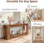 70.9" Rustic Farmhouse Console Sofa Table - Heavy Duty MDF Entryway Table with 2-Tier Storage, Narrow Long Table for Behind Couch, Brown
