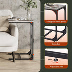 WLIVE C Shaped End Table, Small Couch Side Tables with Metal Frame, Sofa Table TV Tray for Living Room, Bedroom, Greige