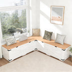 L Shape Storage Bench, Kitchen Breakfast Nook Bench, Farmhouse Corner Bench with Storage for Entryway, Dining Room, Kitchen