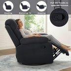 Rocking Recliner Chair,Modern Swivel Glider Recliner Chair,Corduroy Fabric Upholstery Recliner,Manual Reclining Sofa Chair for Living Room,Office,Apartment (Dark Grey)