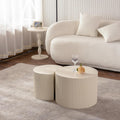 Nesting Coffee Table Set of 2, Round & Crescent Moon Wood Coffee Table and End Table Sets, Modern Luxury Accent Center Tea Table for Living Room Bedroom, （Beige + Cream, 18.9" & 14.96"