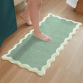 MONDAY MOOSE Bath Mat with Scalloped Wavy Ripple Design, Microfiber Absorbent Non Slip Tufted Rug for Floor, Shower or Kitchen (24x47 inch, Sage)