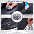 Juexica 2 Pack Inflatable Outdoor Ottoman Pouf Waterproof Round Footrest with Handle D21 x H9 Inch Indoor Outdoor Portable Footstool Pouf for Patio Garden Camping or Home Pool(Classic)