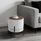 Get Set Style Multifunctional Ottoman with Side Table, Soft Round Footrest Stool,Vanity Stool with Metal Legs, Modern Decorative Furniture Vanity Chair for Makeup Room, Bedroom, Living Room