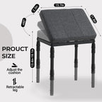 TIOPGHAD Adjustable Ottoman Pouf Footrest, 60 Degree Tilt, Carbon Gray | 4-Height, 28 Positions, Iron frame, Foam Cushion, 15.74 x 11.81 x 13.34 in, Under Desk, Living room, Home Office