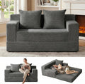 Erament Convertible Sofa Bed, Loveseat Folding Floor Futon Sleeper Sofa Couch Bed Foldable Couch, Corduroy Pull Out Sofa Bed with 2 Pillows for Living Room & Bedroom
