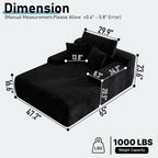 65'' Chaise Lounge Chair Indoor, Black Corduroy Sofa Bed, Lounge Chair, Oversized Sleeper Sofa, Black Corduroy Cloud Couch Reading Chair for Living Room No Assembly