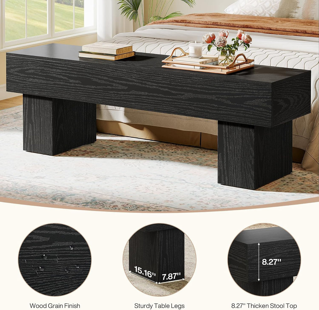 Tribesigns 63" Long Entryway Bench, Rustic Farmhouse End of Bed Bench, Wooden Shoe Bench Seat for Hallway, Living Room, End of Bed, Black