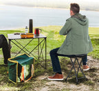Giantex Folding Stool, 18” Height Foldable Bar Stools, Portable Folding Chairs with Built-in Carry Handle, 330lbs Capacity, Indoor & Outdoor Round Stools for Camping RV Party Event (1, Black)