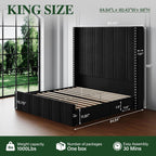 65.75" Tall King Size Bed Frame and Headboard, Black