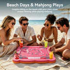 Luxury Floating Mahjong Table for Pool,31.5" EVA Foam Pool Float Board Game Tray with Cup Holders & Tile Slots, American Mahjong Summer Party Supplies (Orchid Bloom Series)(Rose Pink)