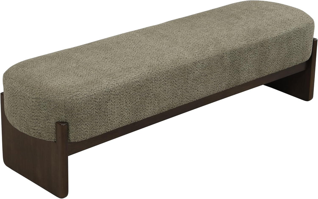 Virubi Elegant Upholstered Loop Yarn Ottoman, Dark Green End of Bed Entryway Benches, Corner Dining Bench Shoe Stool for Indoor Bedroom Living Dining Room (Dark Green)