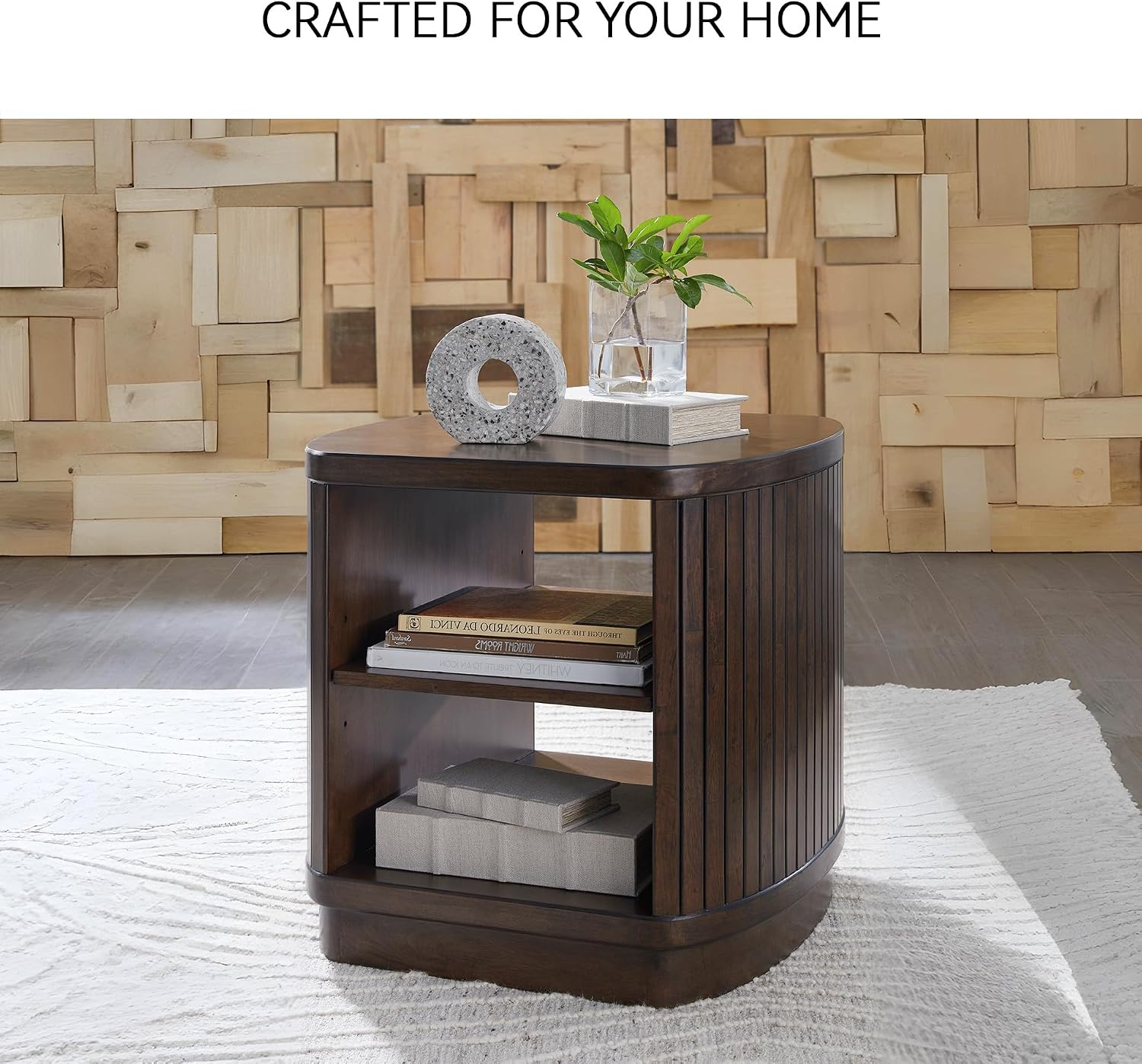 Signature Design by Ashley Korestone Contemporary End Table with Storage and Adjustable Shelf, Dark Brown