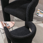 HNY Modern Barrel Kitchen & Dining Room Chairs Set of 6, Sherpa Upholstered Accent Chairs with Arm, 18.5'' Wide Side Armchairs Vanity Chairs for Living Room Bedroom Makeup Small Spaces, Black