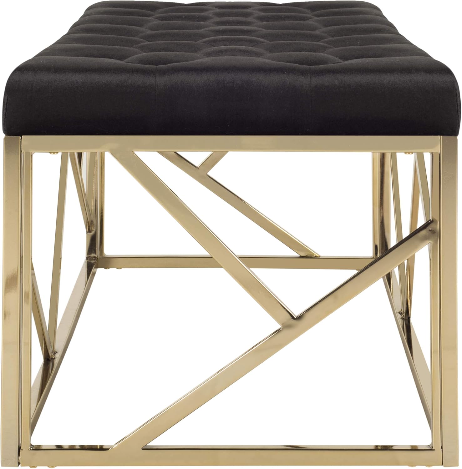 Safavieh Home Farah 48-inch Glam Black and Brass Tufted Rectangular Bench