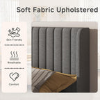 Queen Bed Frame with Vertical Channel Tufted Headboard & Wingback
